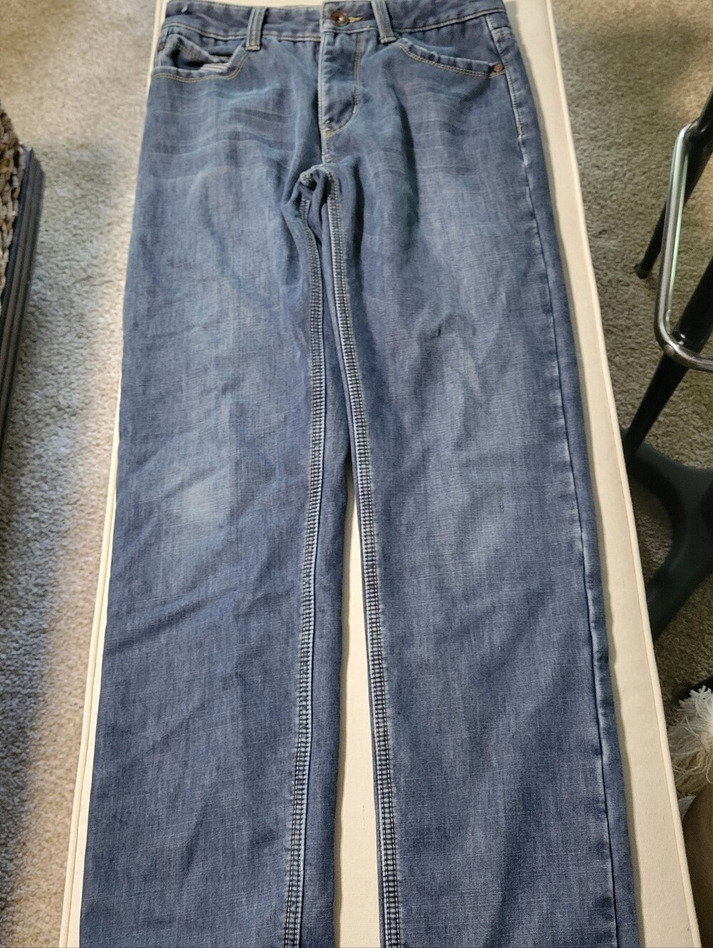 Warm Faux Fur Lined Classic Straight-Leg Blue Jeans
